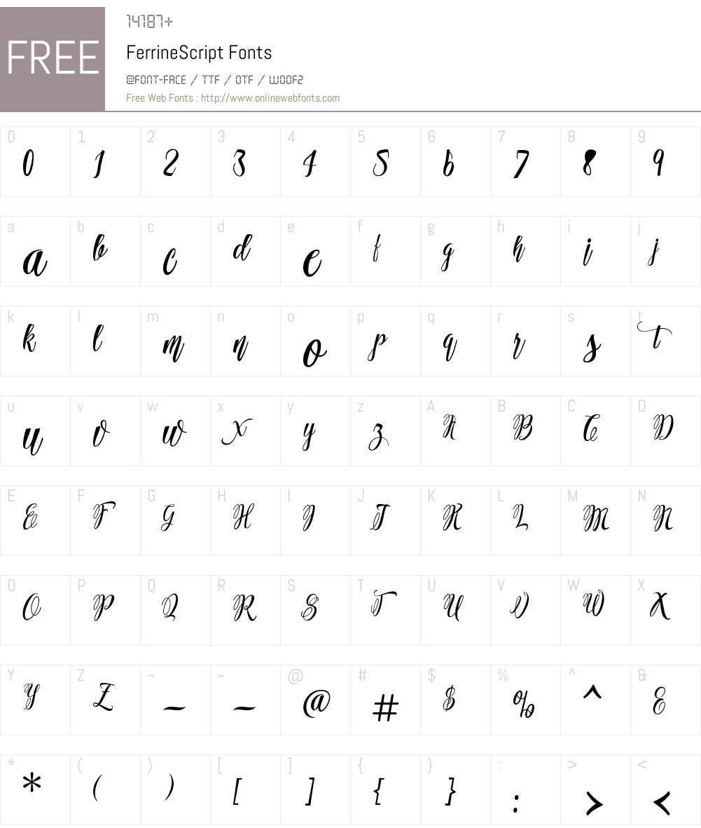 Ferrine Script Font Screenshots