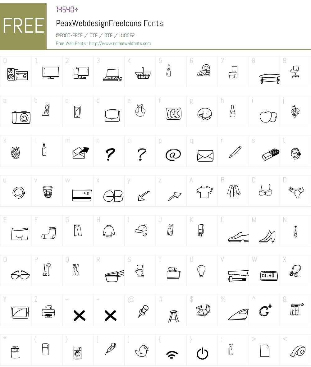 PeaxWebdesignFreeIcons Font Screenshots