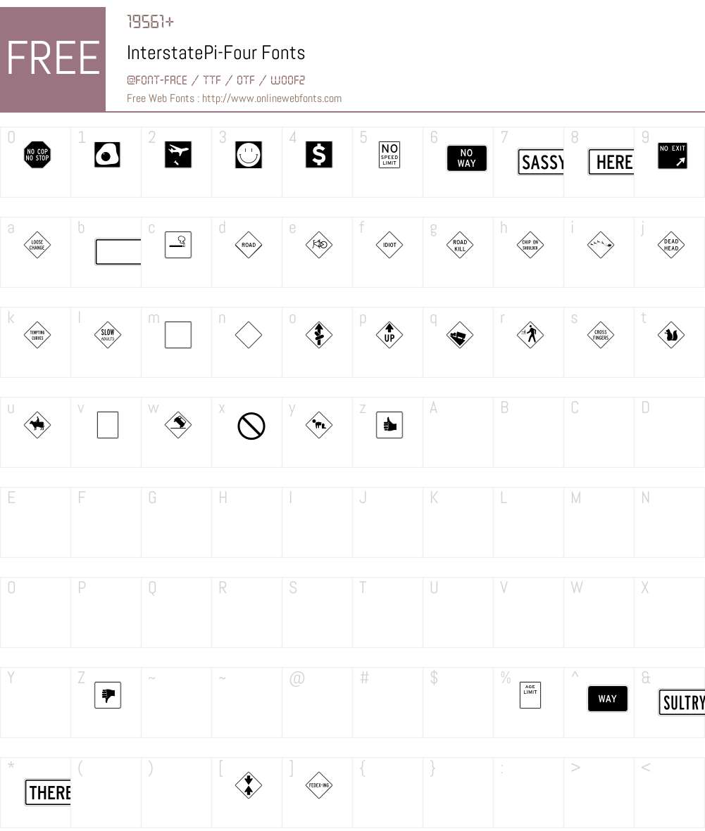 InterstatePi Font Screenshots