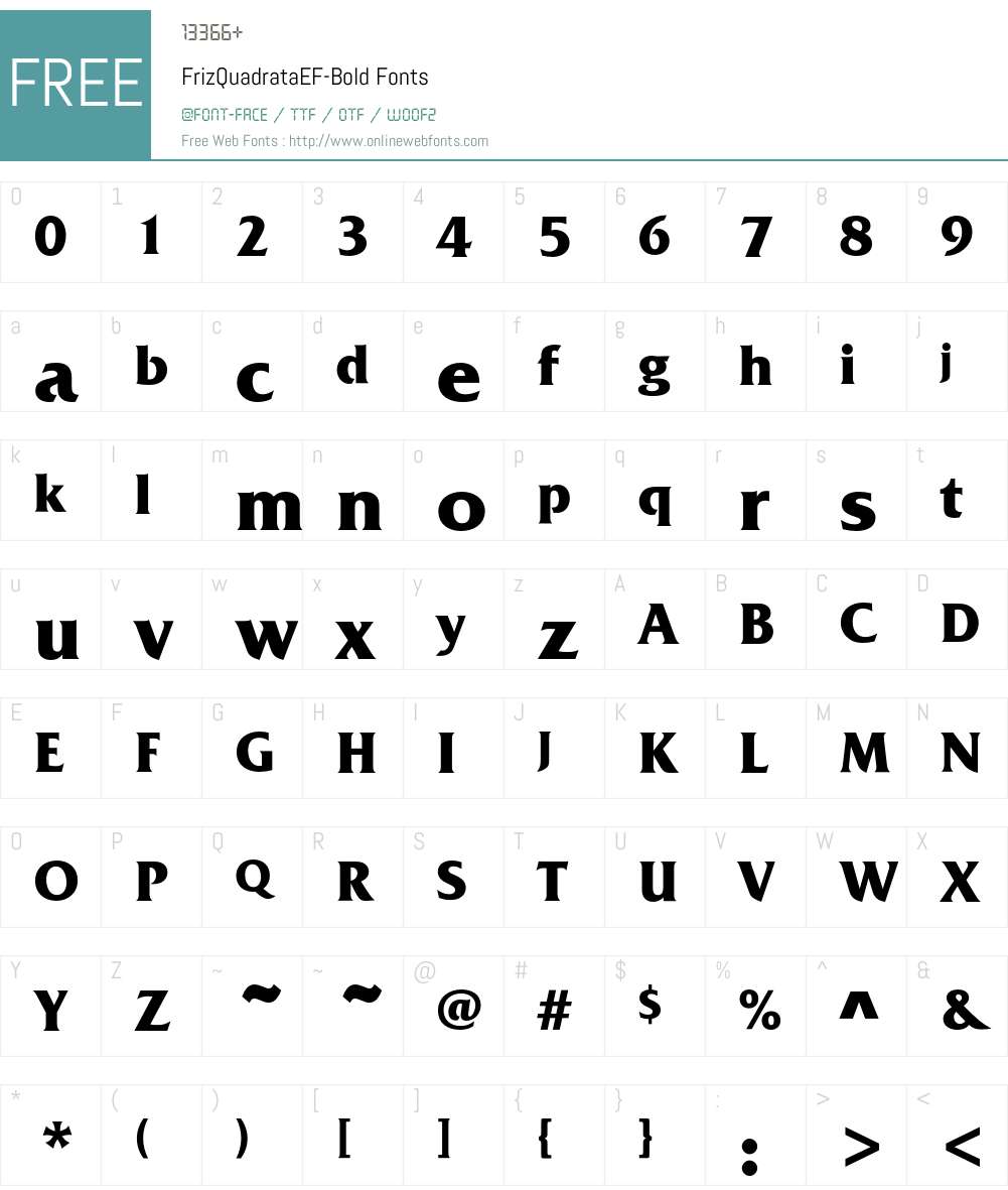 FrizQuadrataEF Font Screenshots