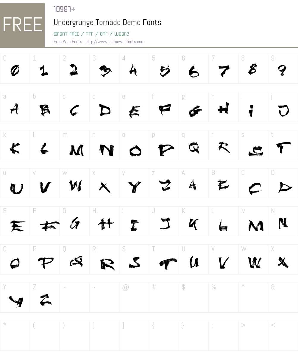 Undergrunge Tornado Demo Font Screenshots