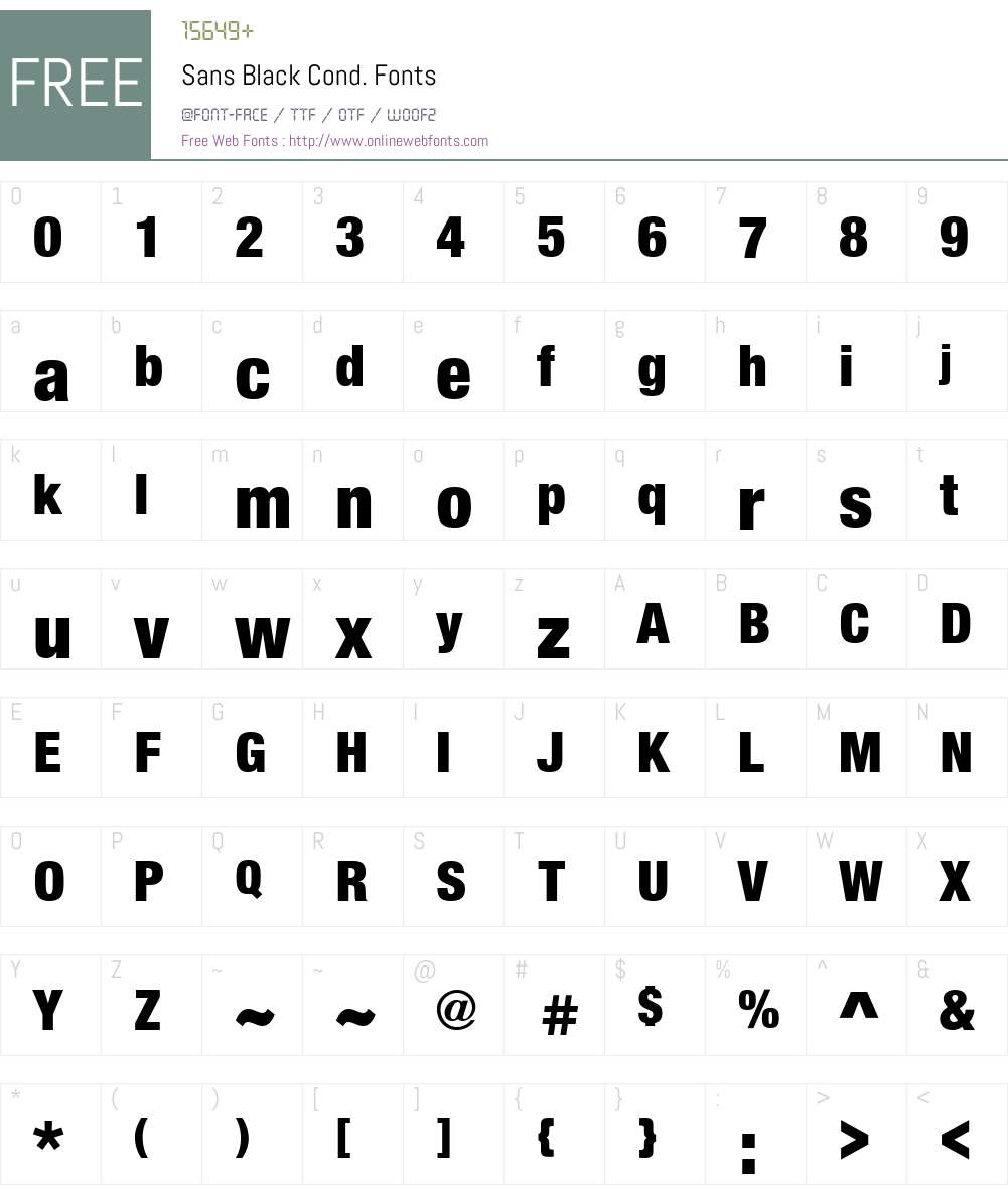 Sans Black Cond. Font Screenshots