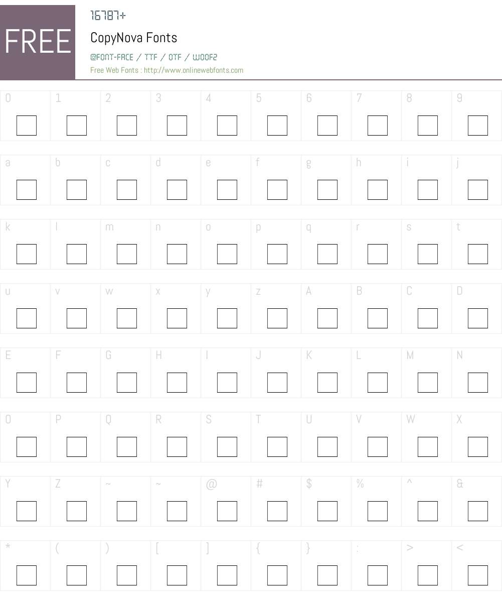 CopyNova Font Screenshots