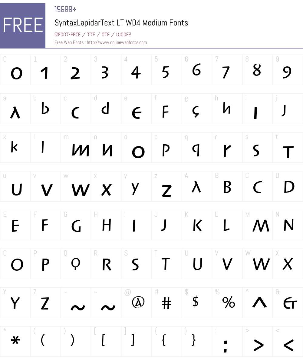 Linotype Syntax Lapidar Text Font Screenshots