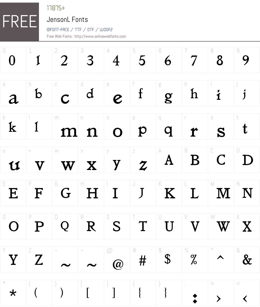 Jenson Font Screenshots