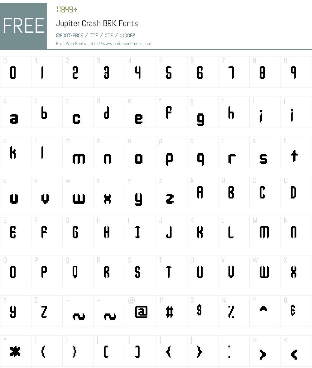 Jupiter Crash BRK Font Screenshots