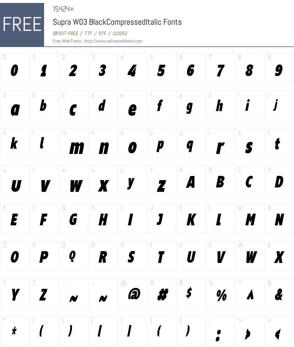 Supra Compressed Font Screenshots