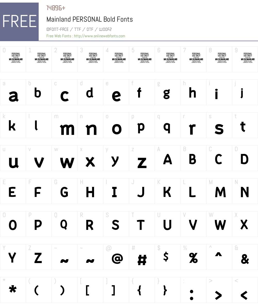Mainland PERSONAL Font Screenshots