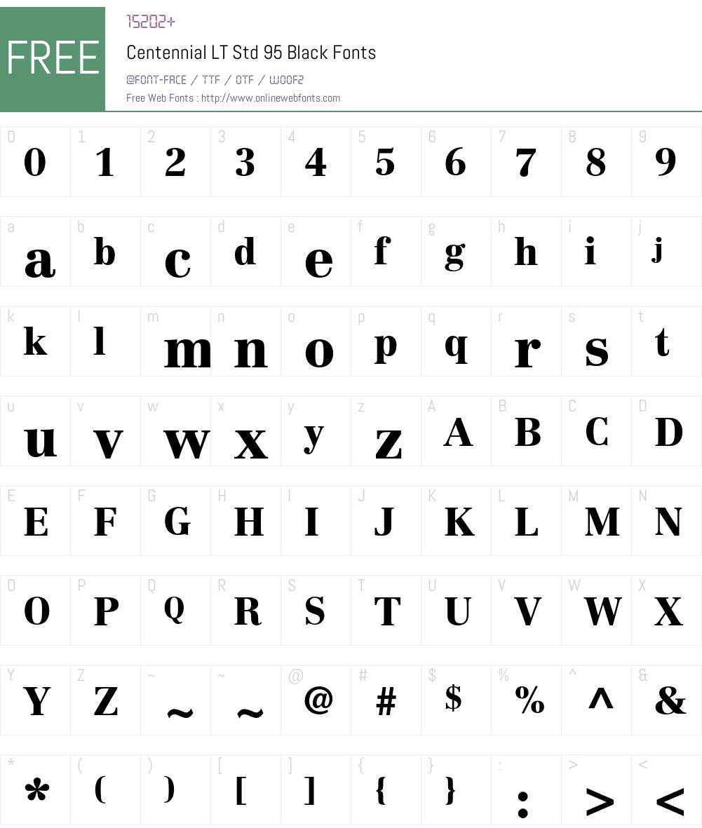 Centennial LT Std Font Screenshots