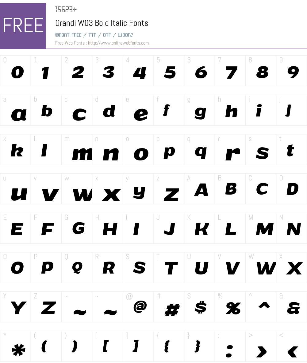 Grandi Font Screenshots