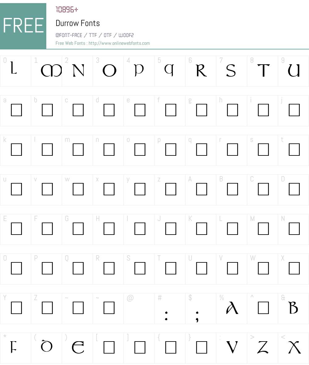 Durrow Font Screenshots