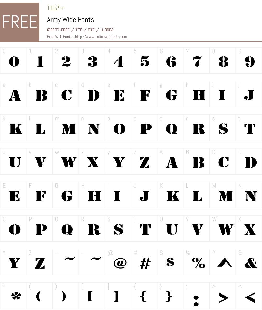 Army Wide Font Screenshots