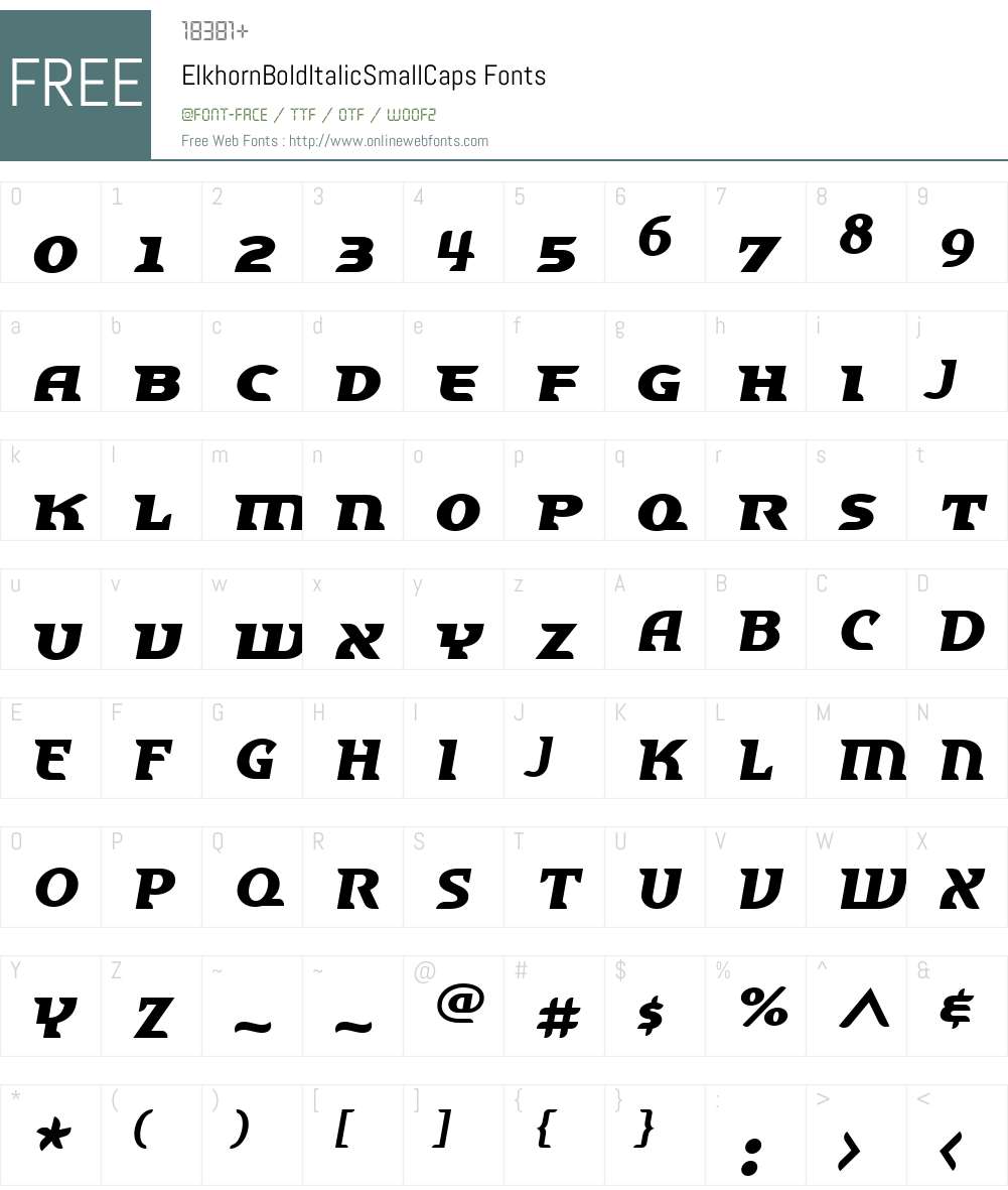 ElkhornW00-BdItSC Font Screenshots