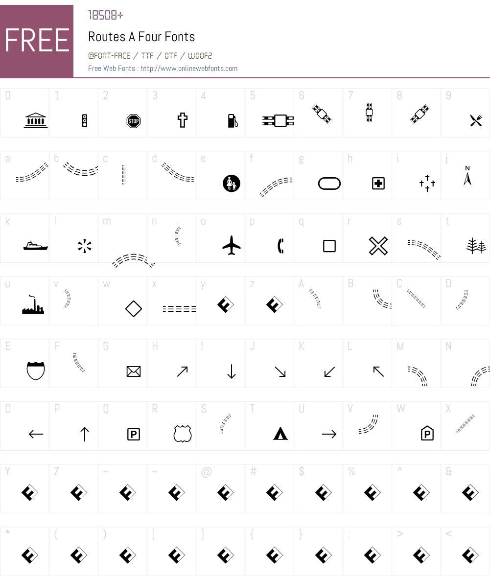 Routes A Font Screenshots