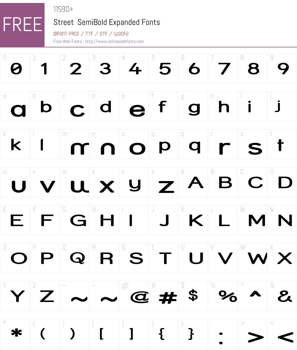 Street SemiBold Expanded Font Screenshots