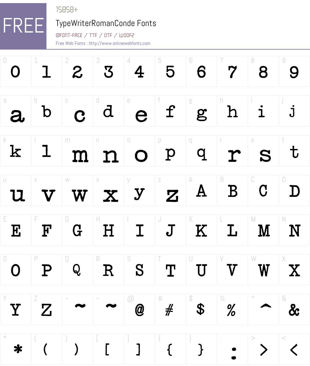 TypeWriterRomanConde Font Screenshots