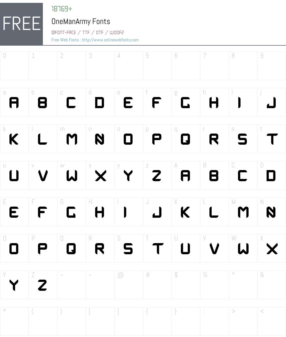 OneManArmy Font Screenshots