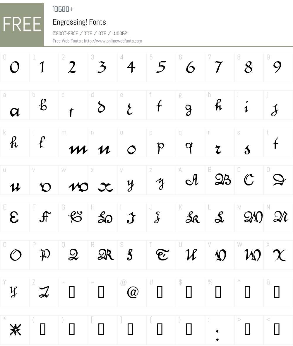 Engrosser Script Font Engrossing! Altsys Fontographer 4.0 6/7/94 Fonts Free Download ...
