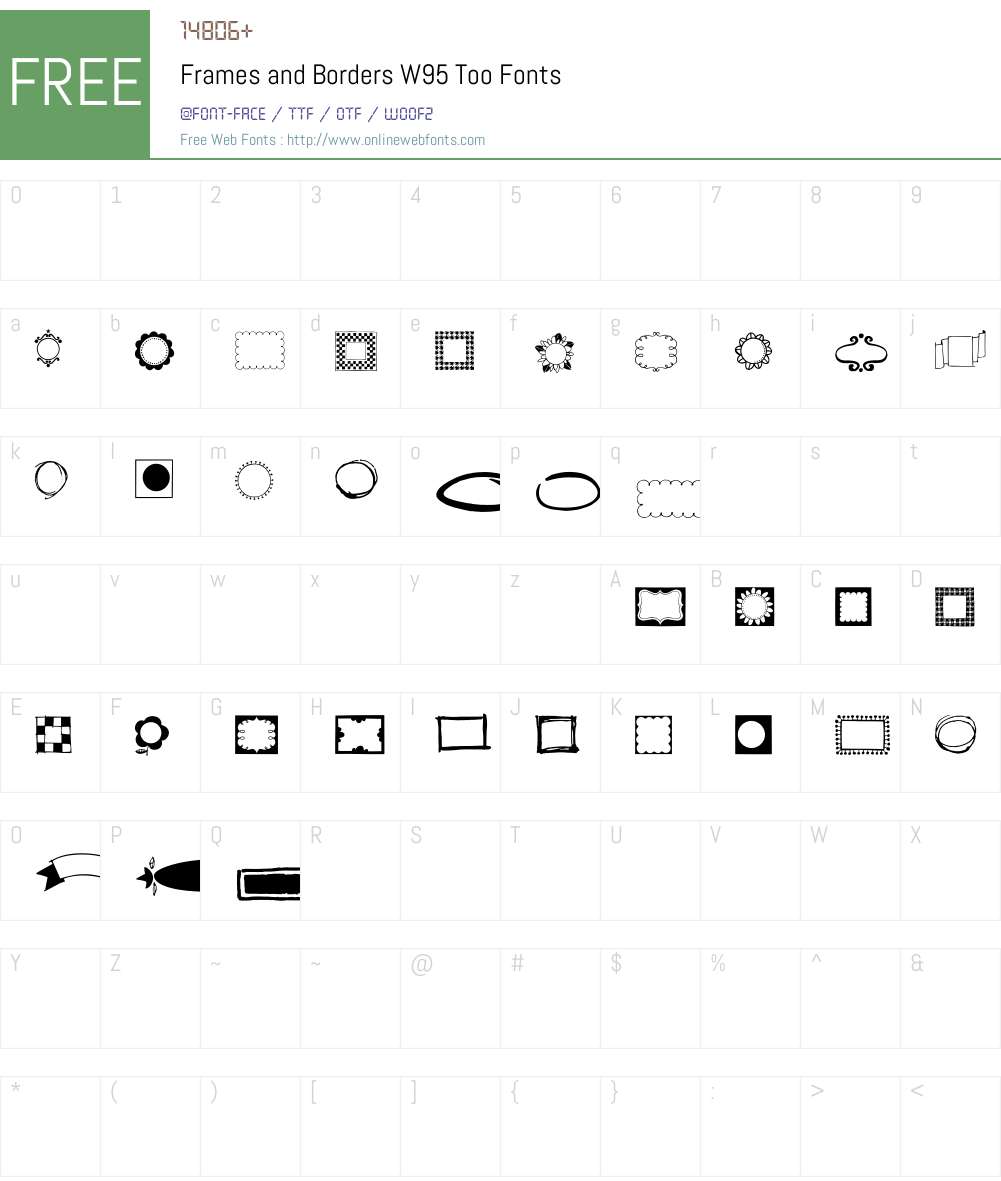 FramesandBordersW95-Too Font Screenshots