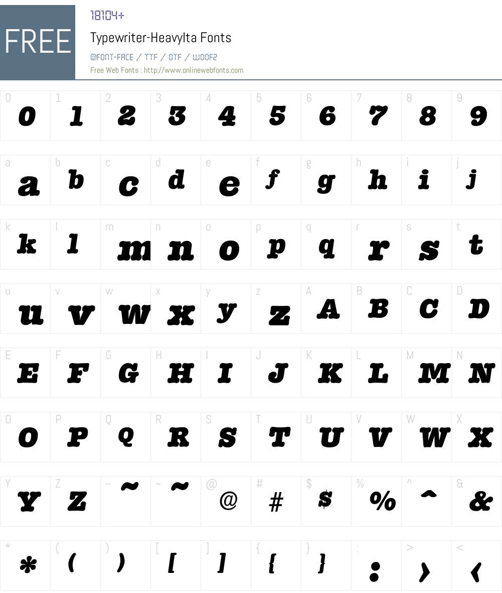 Typewriter-HeavyIta Font Screenshots