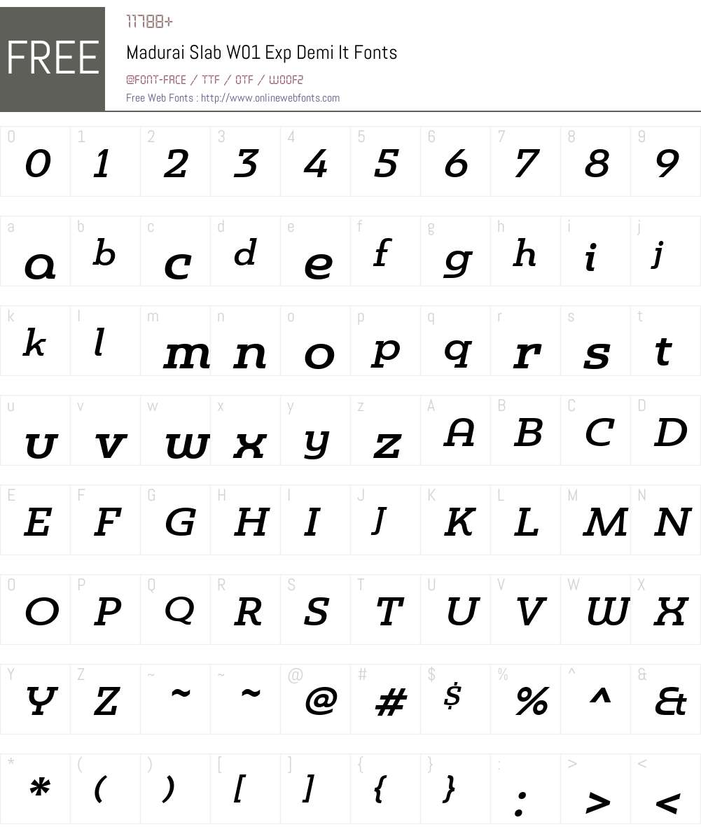 MaduraiSlabW01-ExpDemiIt Font Screenshots