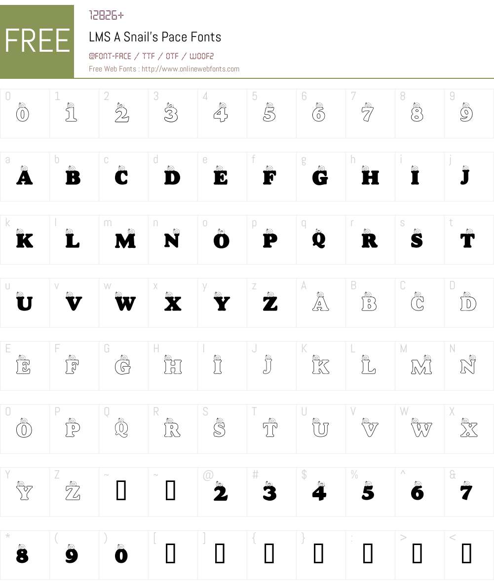 LMS A Snail's Pace Font Screenshots
