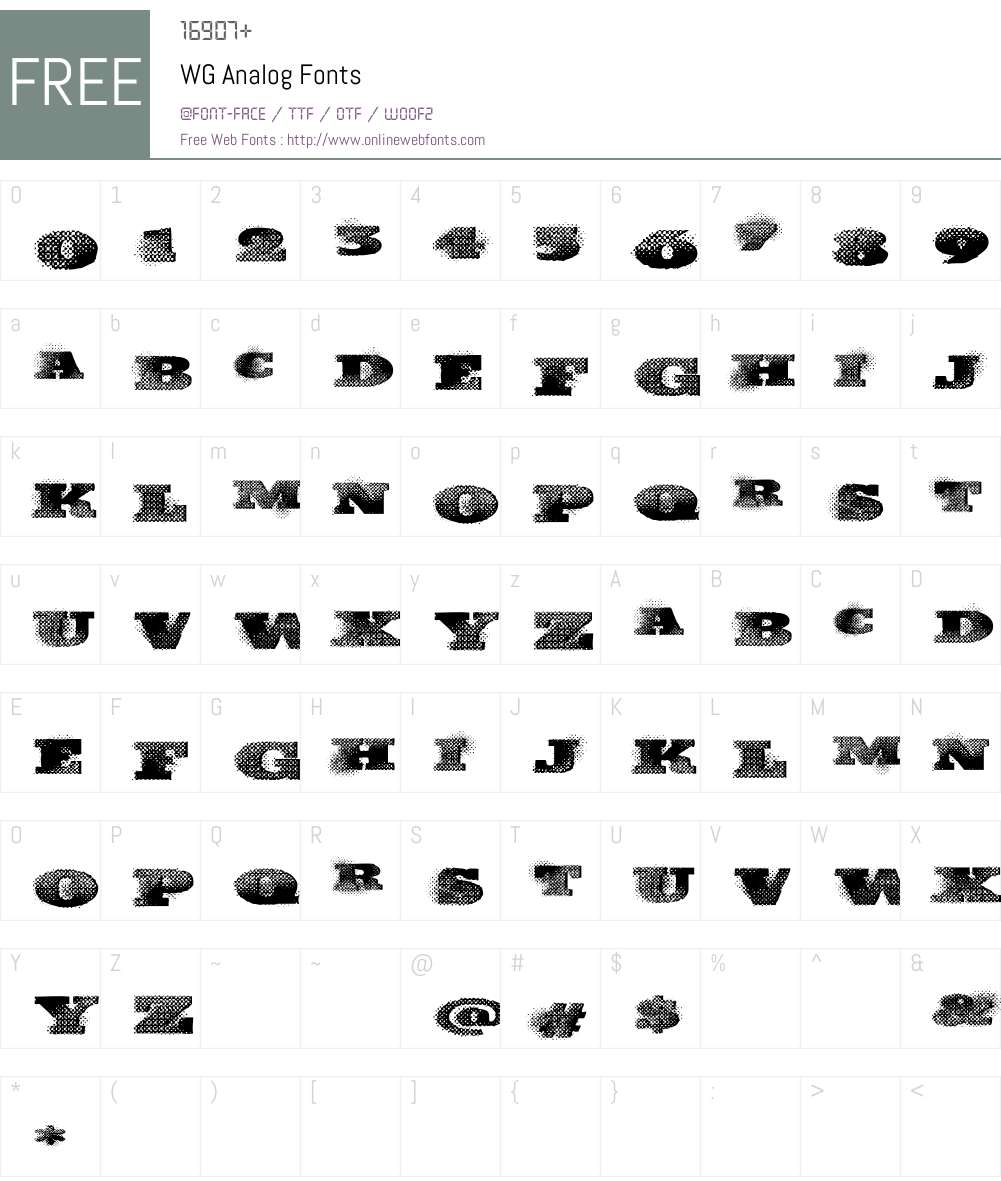 WG Analog Font Screenshots
