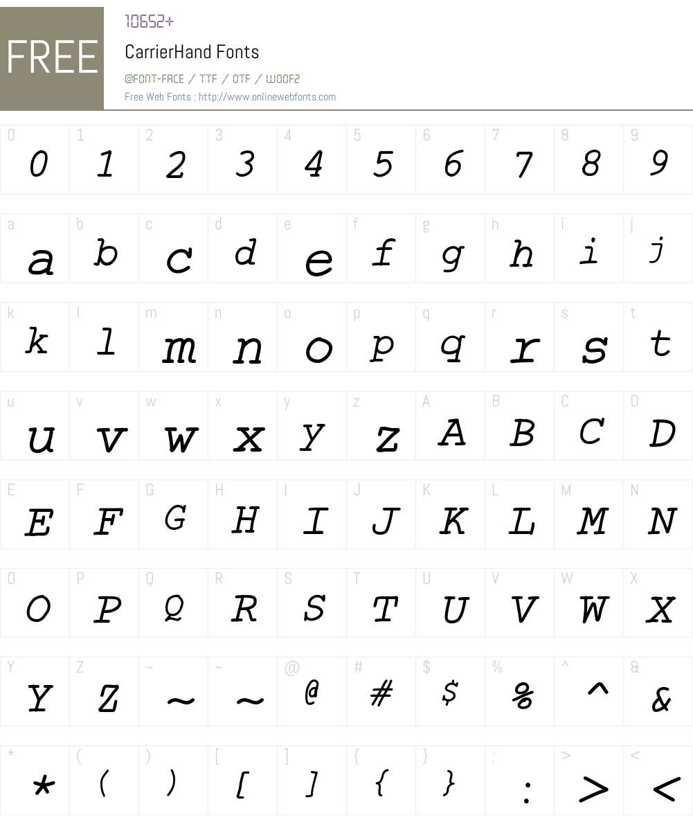 CarrierHand Font Screenshots