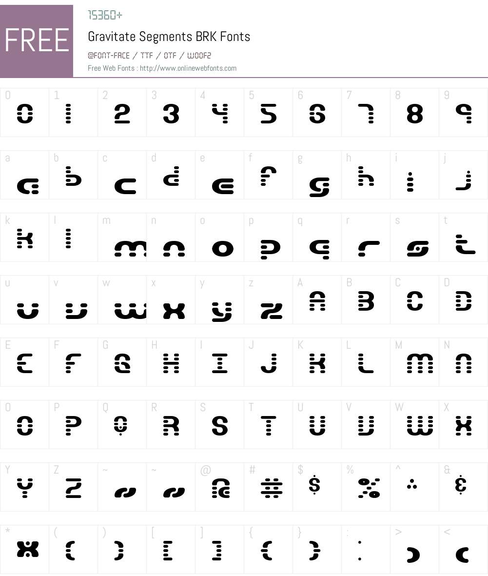 Gravitate Segments BRK Font Screenshots
