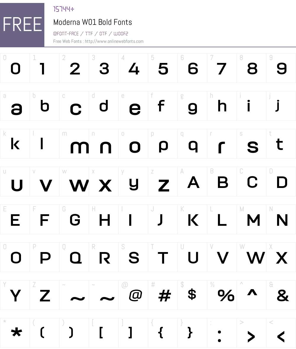 ModernaW01-Bold Font Screenshots