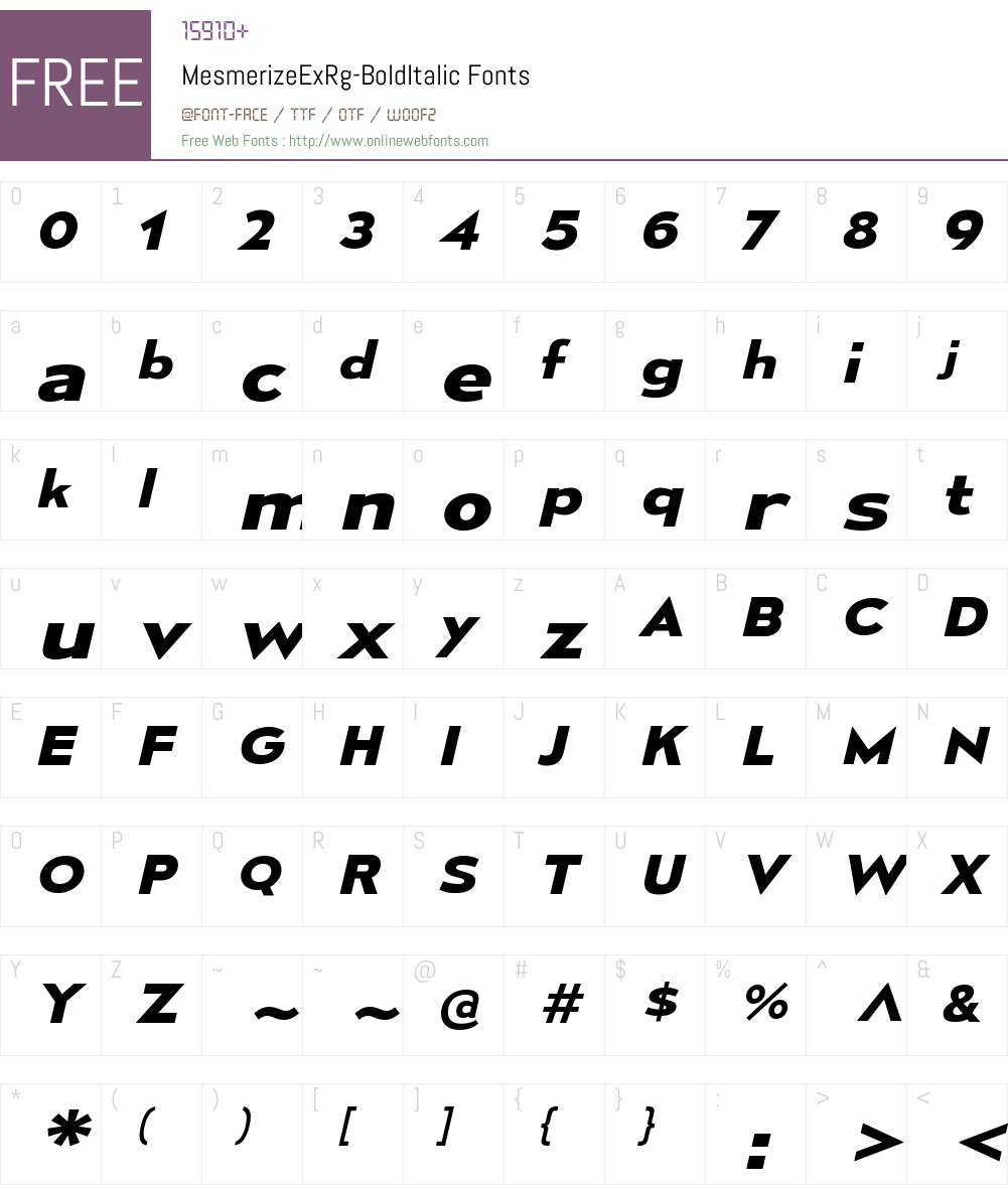 Mesmerize Font Screenshots