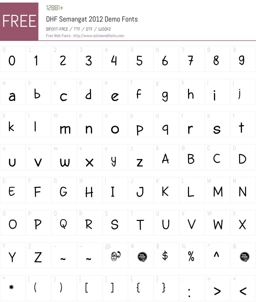 DHF Semangat 2012 Demo Font Screenshots