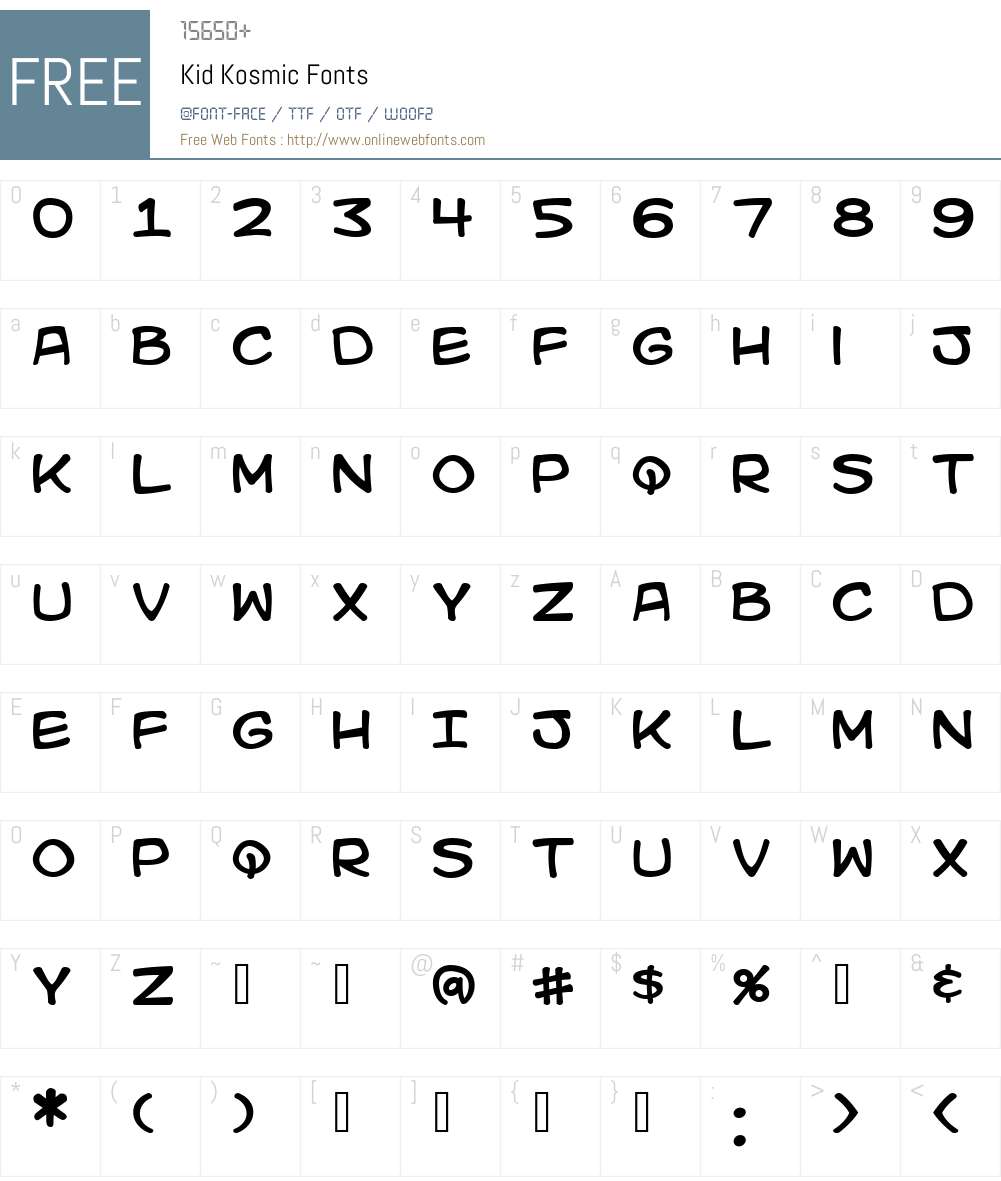 Kid Kosmic Font Screenshots