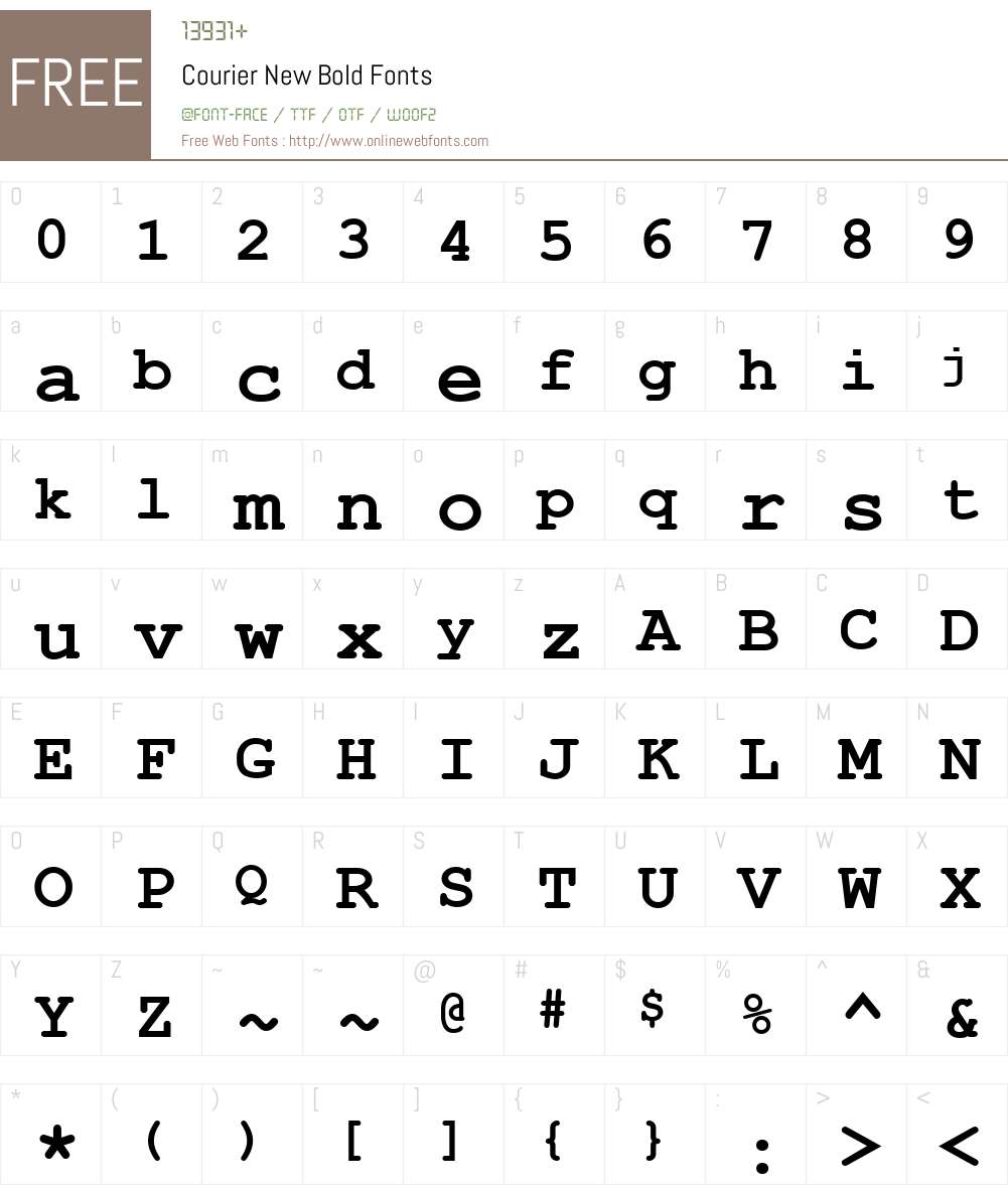 Courier New Font Screenshots
