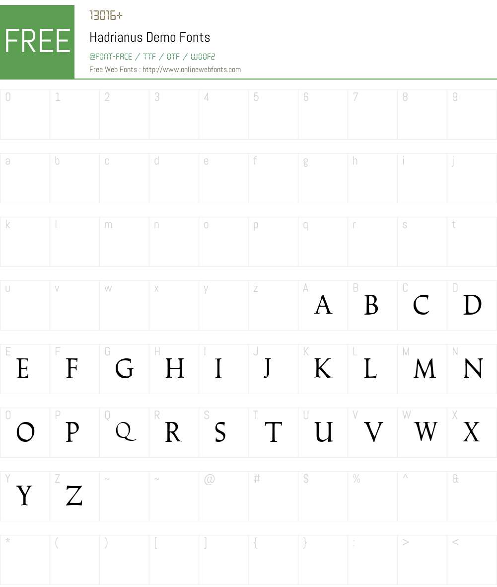 Hadrianus Demo Font Screenshots