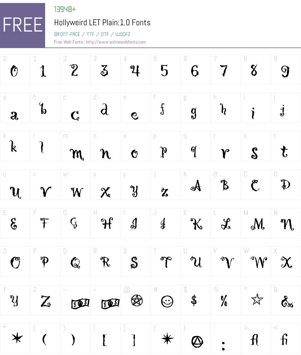 Hollyweird LET Font Screenshots