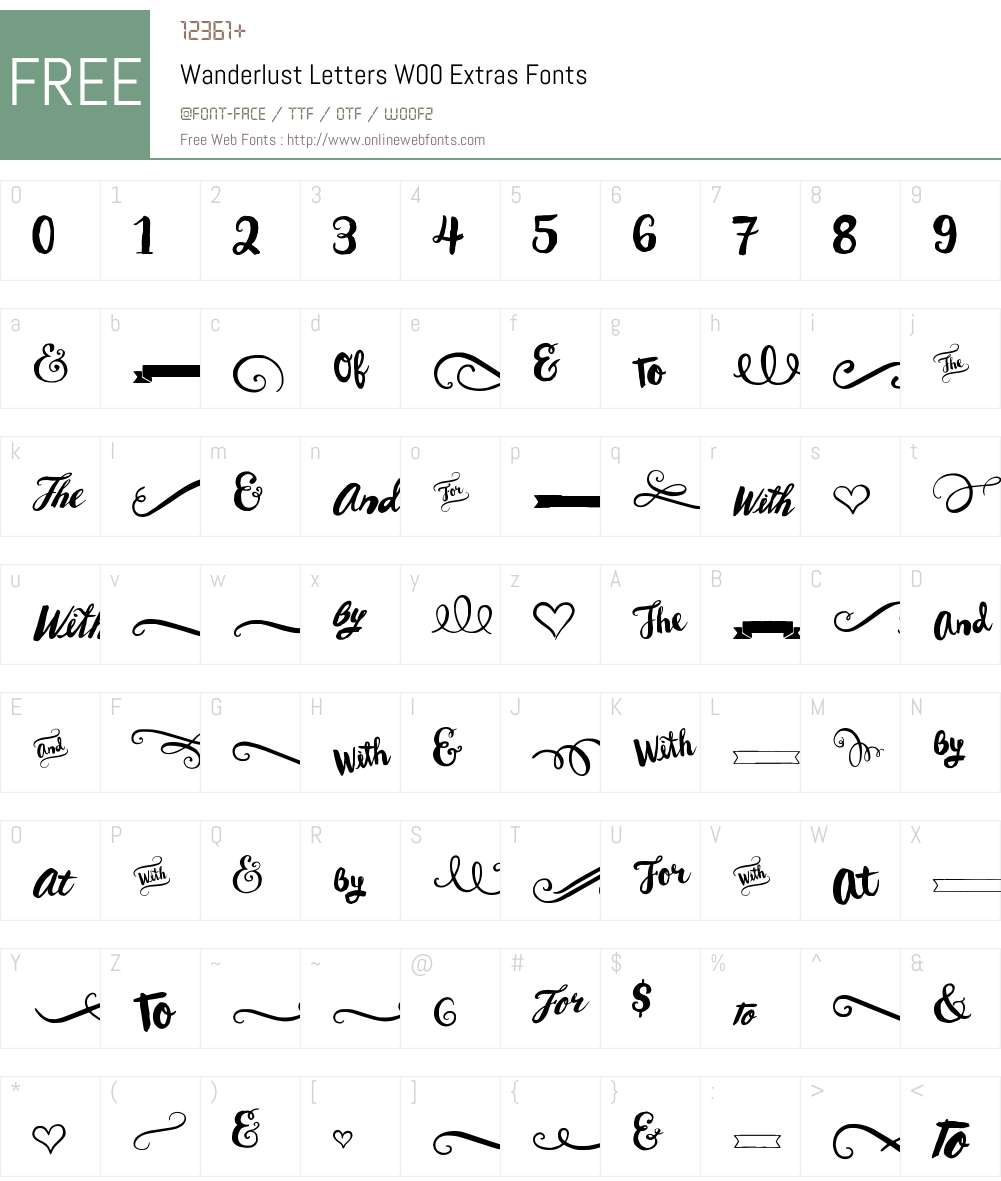 WanderlustLettersW00-Extras Font Screenshots