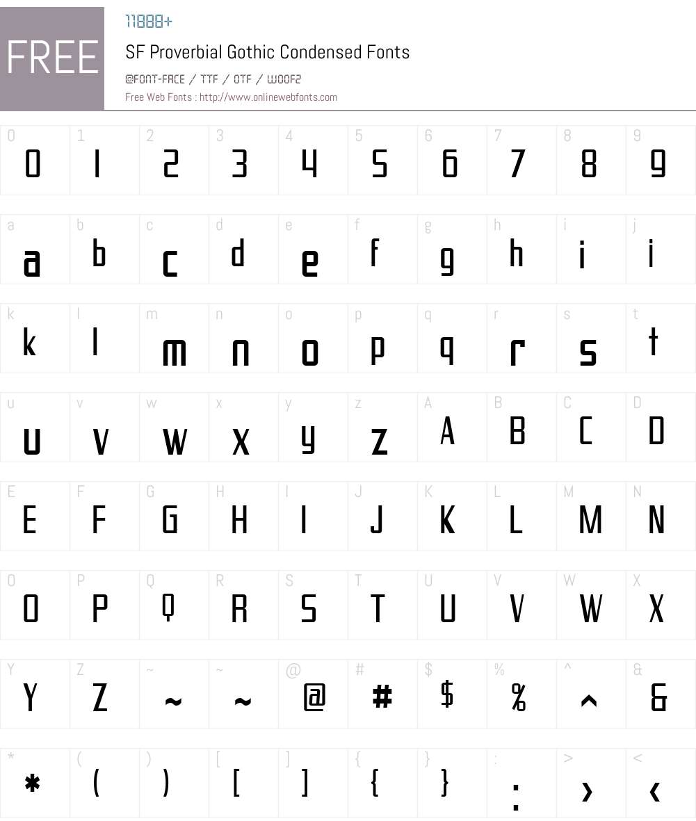 SF Proverbial Gothic Condensed Font Screenshots
