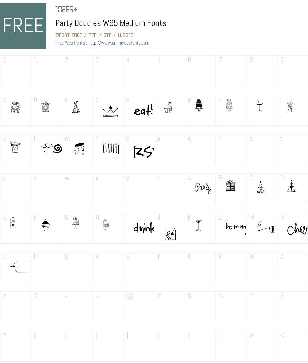 PartyDoodlesW95-Medium Font Screenshots