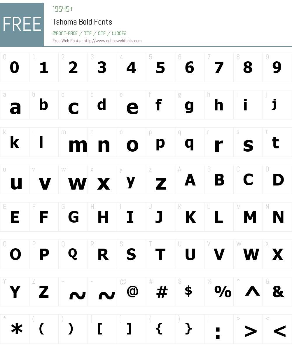Tahoma Font Screenshots