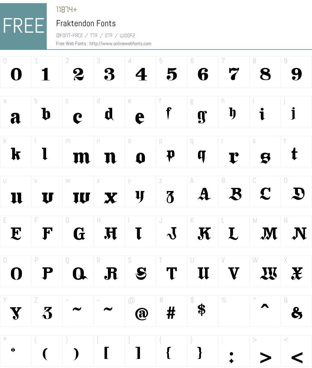 Fraktendon Font Screenshots
