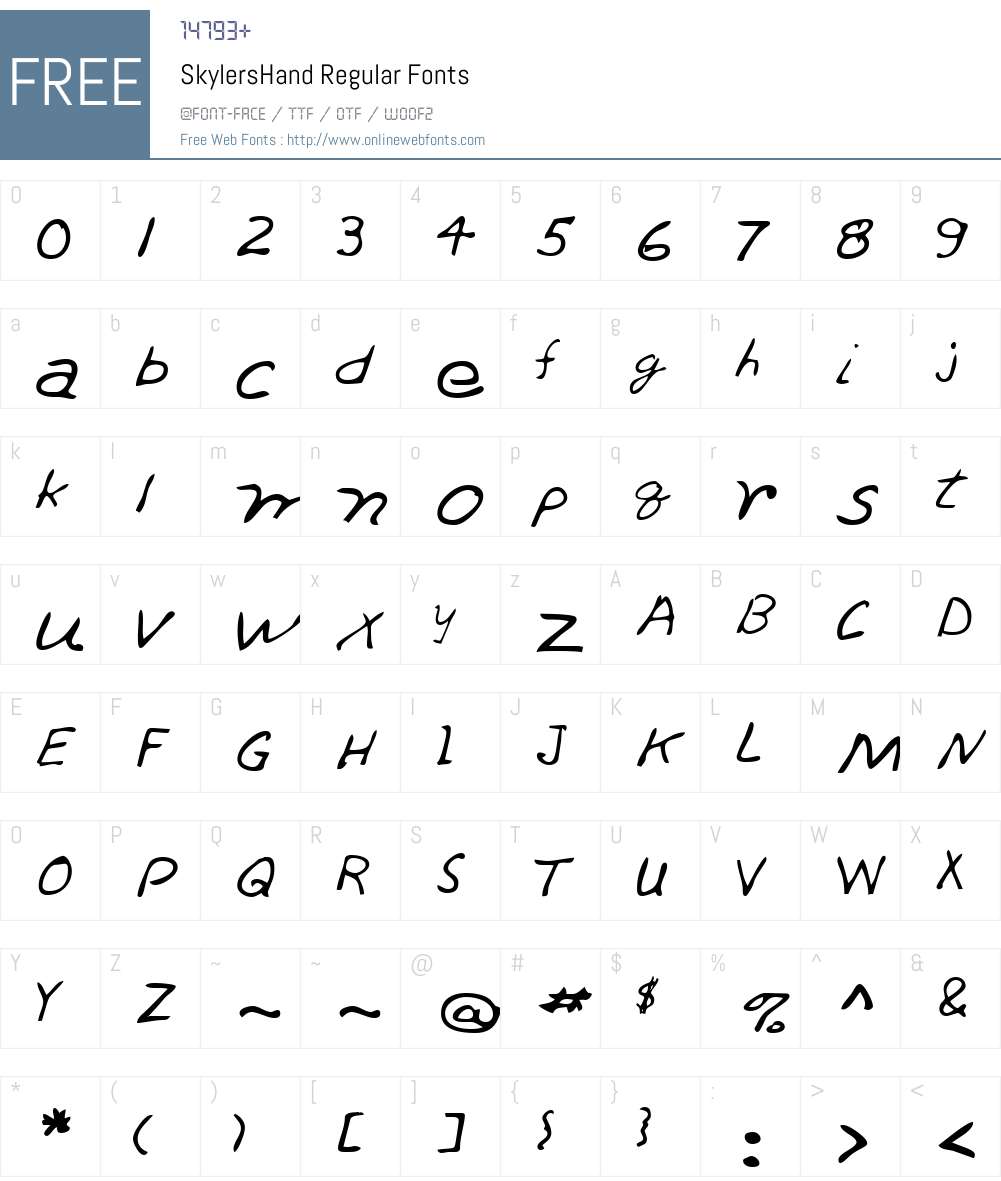 SkylersHand Font Screenshots