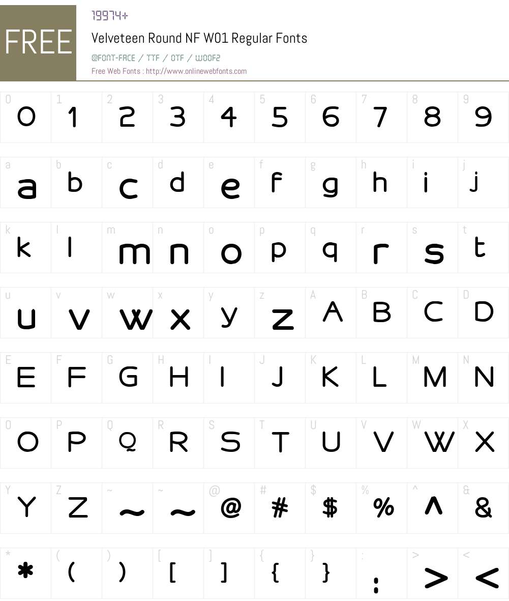 VelveteenRoundNFW01-Regular Font Screenshots