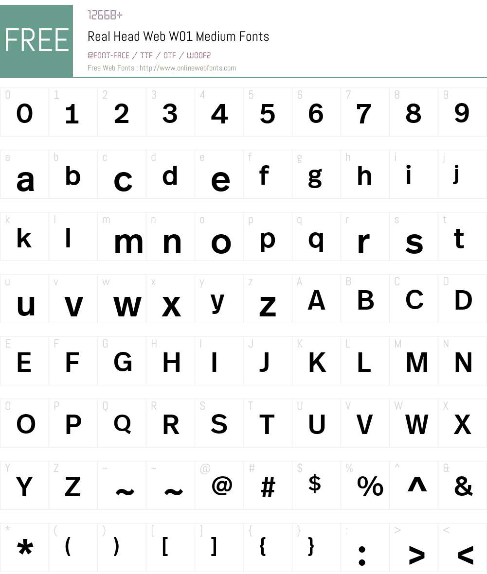 RealHeadWebW01-Medium Font Screenshots
