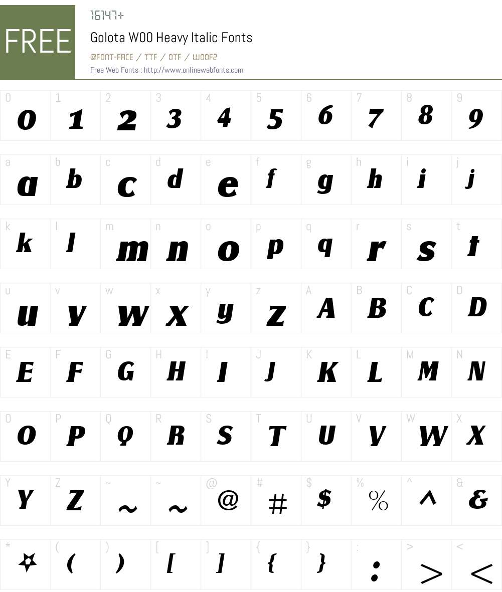 GolotaW00-HeavyItalic Font Screenshots