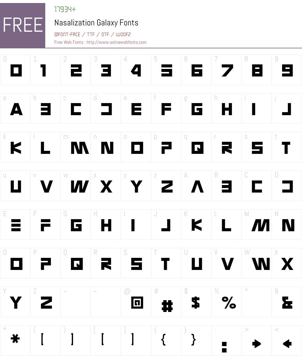 Nasalization Galaxy Font Screenshots