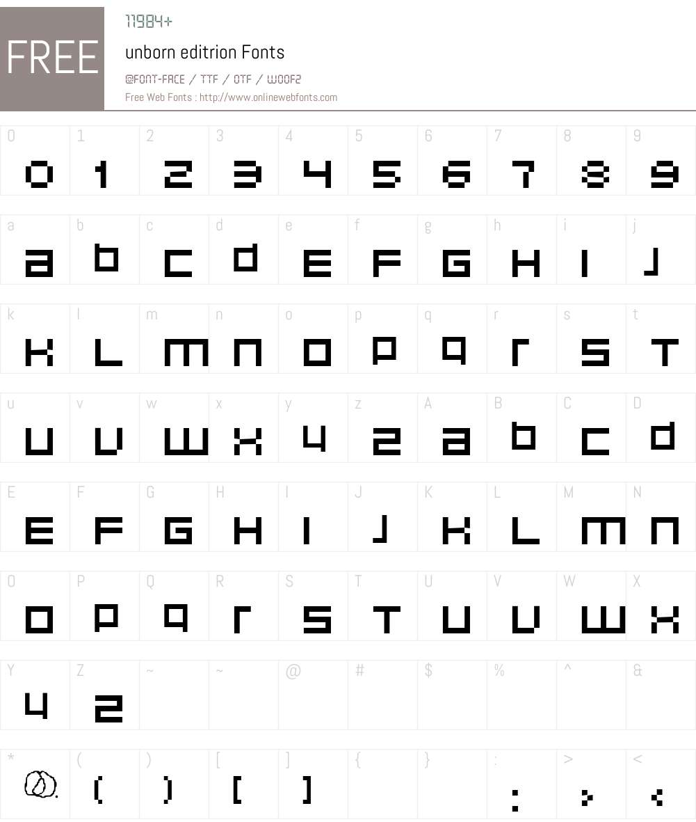 unborn editrion Font Screenshots
