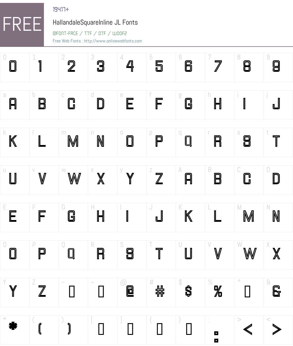 HallandaleSquareInline JL Font Screenshots