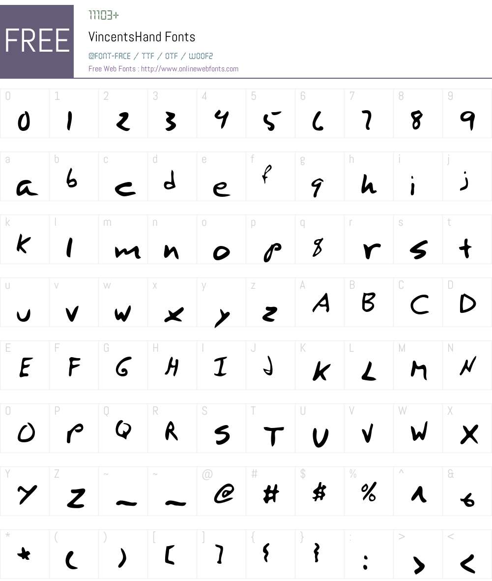 VincentsHand Font Screenshots