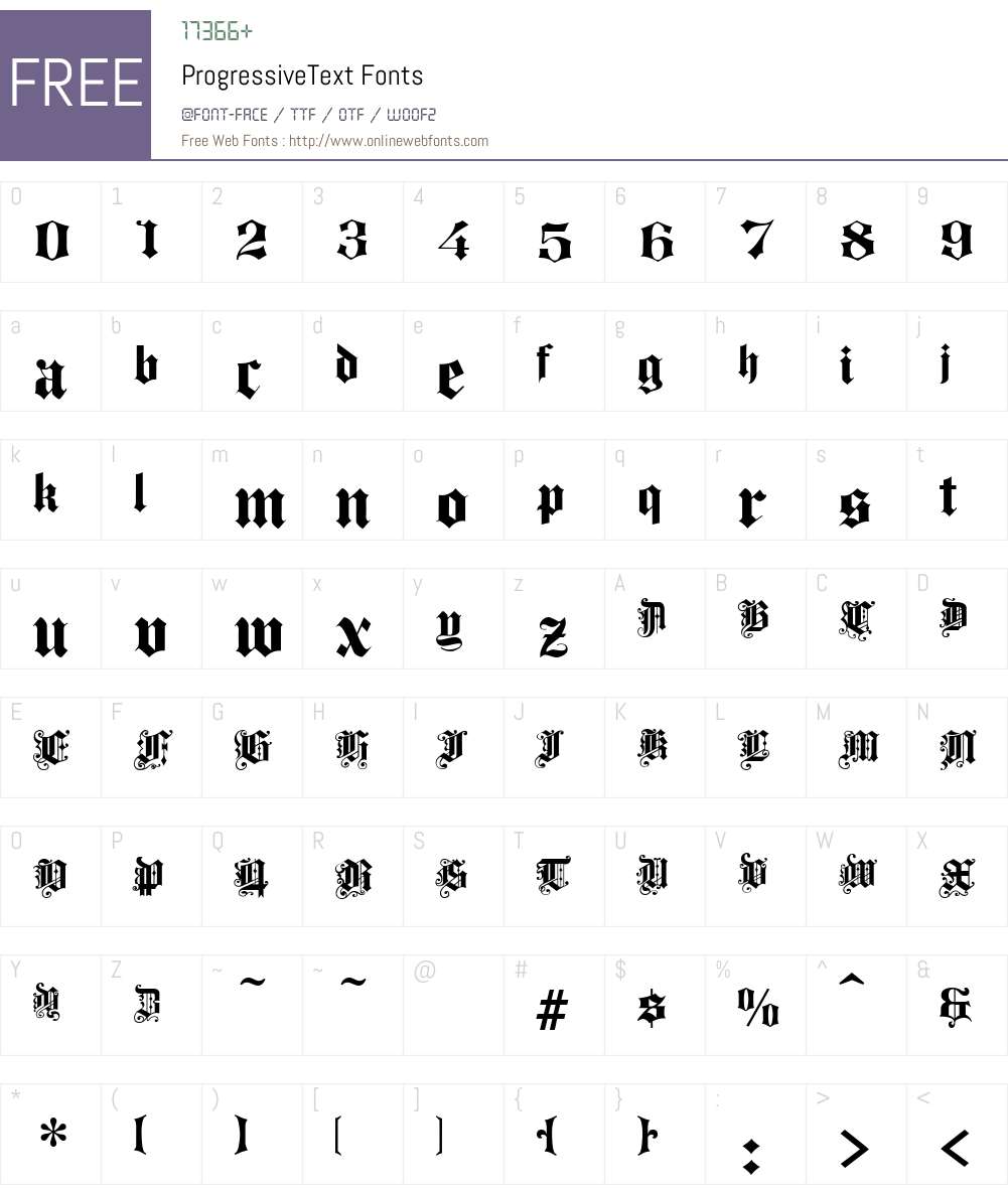 ProgressiveText Font Screenshots